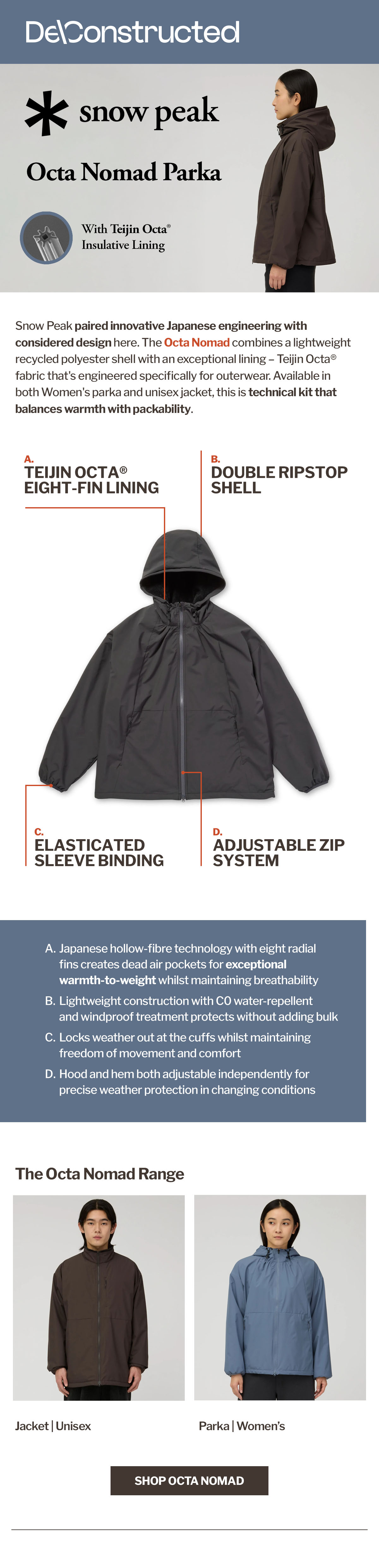Snow Peak Octa Nomad | Lightweight Insulated Jackets | WildBounds