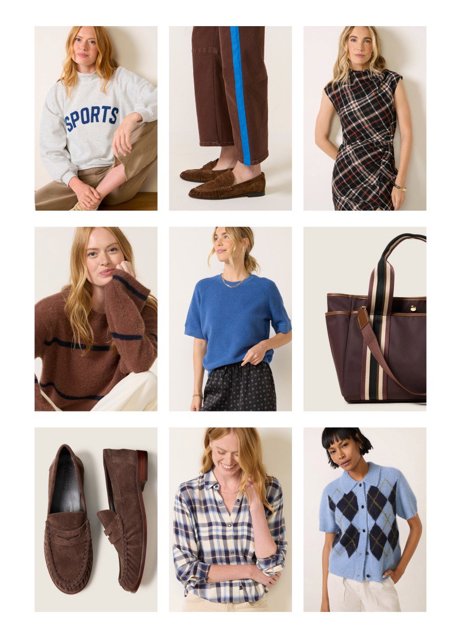 Grid of 9 images of new looks and accessories available at EVEREVE