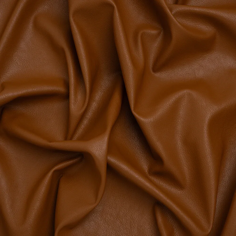 Image of Pebbled Faux Leather with Recycled Polyester Faux Suede Backing - Warm Brown