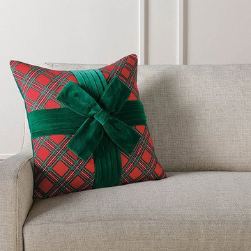 Plaid Bow Pillow Cover