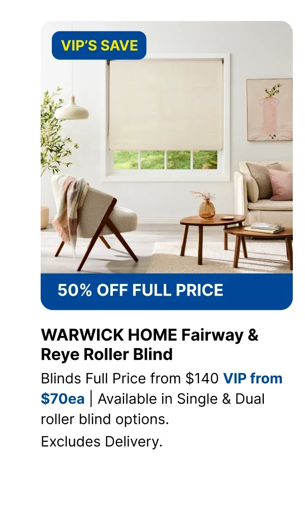 Warwick Home Fairway & Reye Roller Blind Over150 Collours & Designs Available Online 
