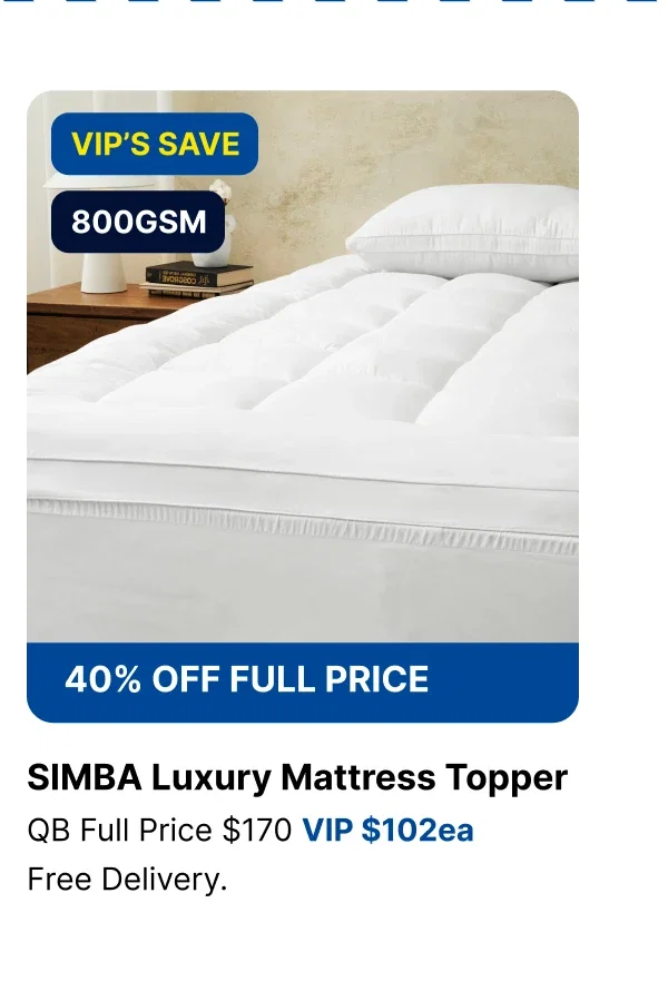 SIMBA Lux Mattress Topper,WHT,QB 