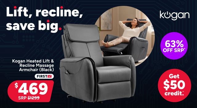 Kogan Heated Lift & Recline Massage Armchair (Black)
