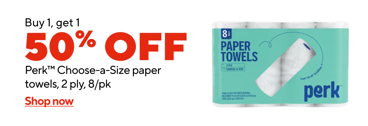 Buy 1, Get1 50% off Perk Paper Towels
