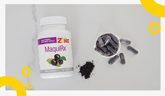 MaquiRx bottle and caps birds eye view