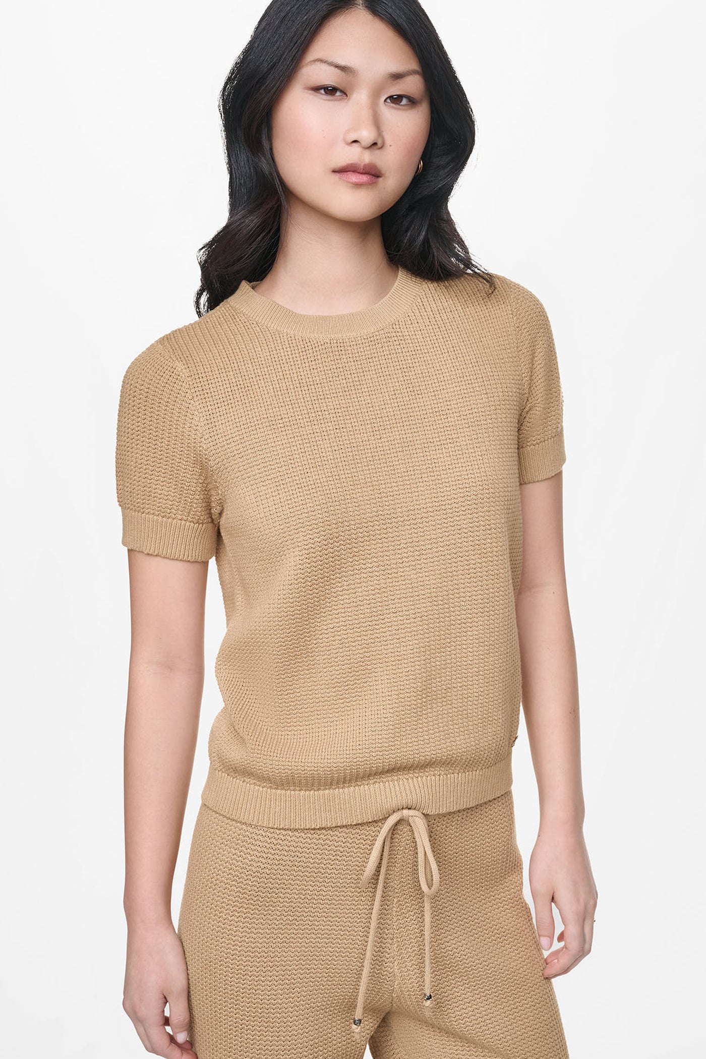 Image of SHORT SLEEVE TUCK STITCH SWEATER