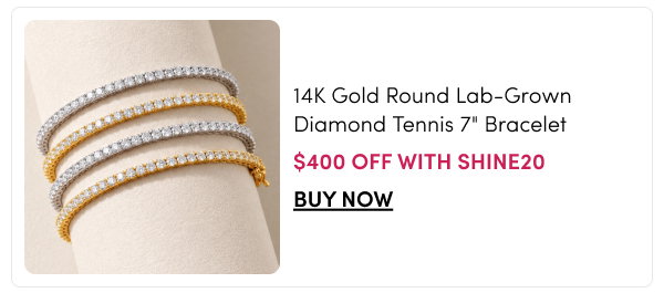 Peace Jewelers 14K Gold Round Lab-Grown Diamond Tennis 7" Bracelet – $400 OFF WITH SHINE20