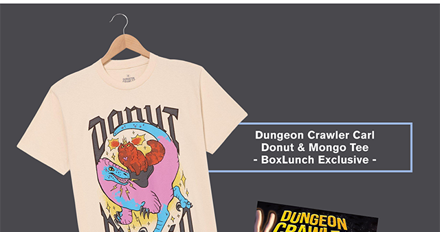 Dungeon Crawler Carl Donut & Mongo Tee. BoxLunch Exclusive!