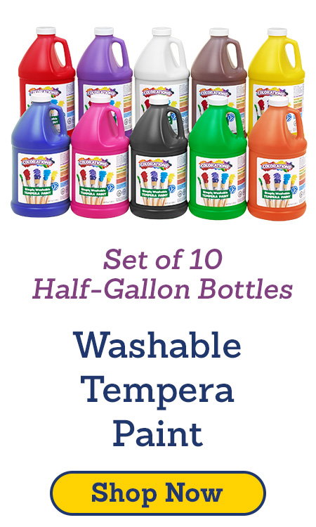 Washable Tempera Paint - Set of 10 Half-Gallon Bottles