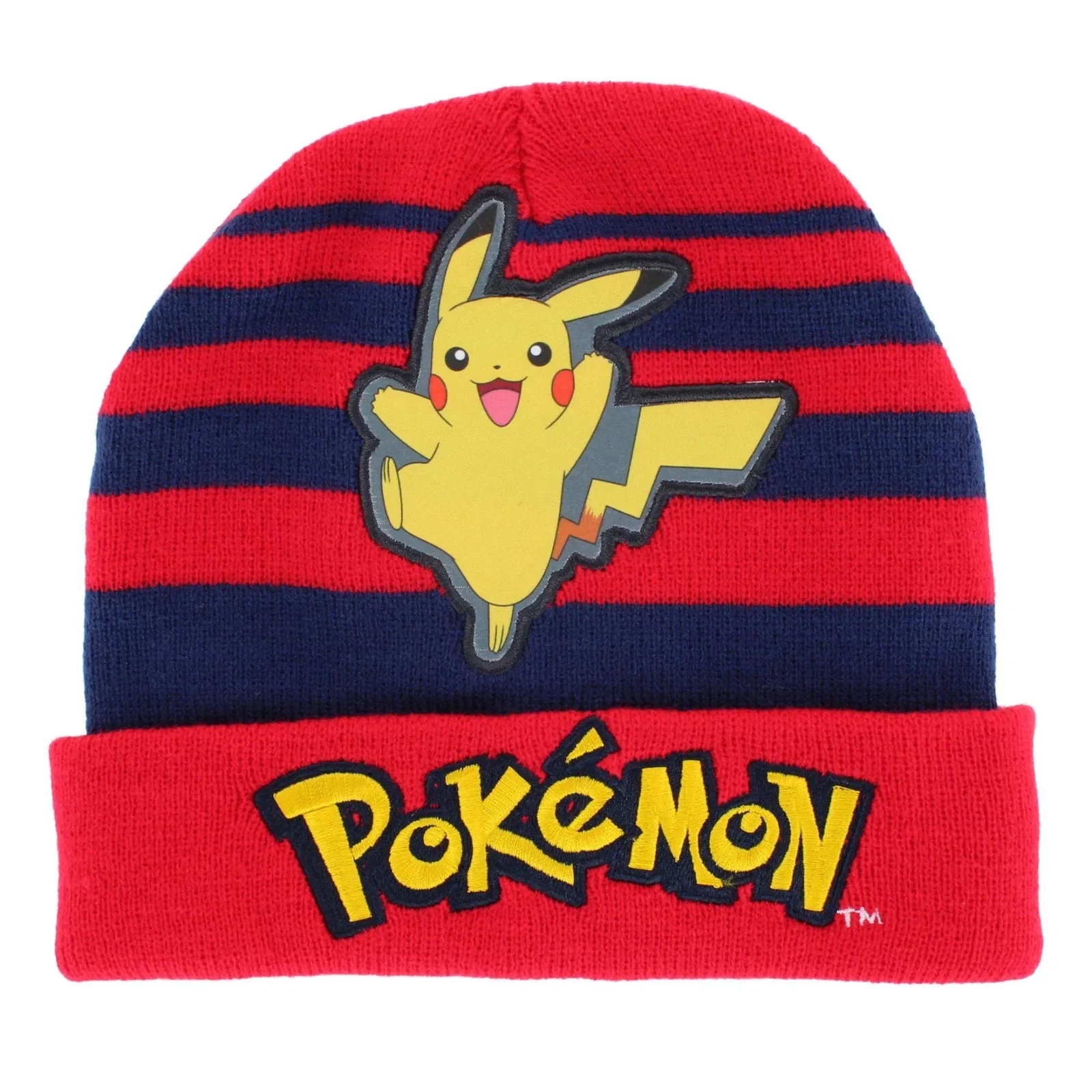 Image of Textiel Trade Kids' Pokemon Pikachu Striped Winter Beanie Hat