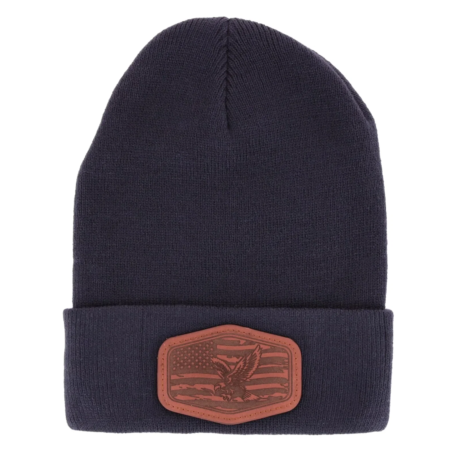 Image of Epoch Hats Company Men's Knit Winter Beanie with American Flag Eagle Patch