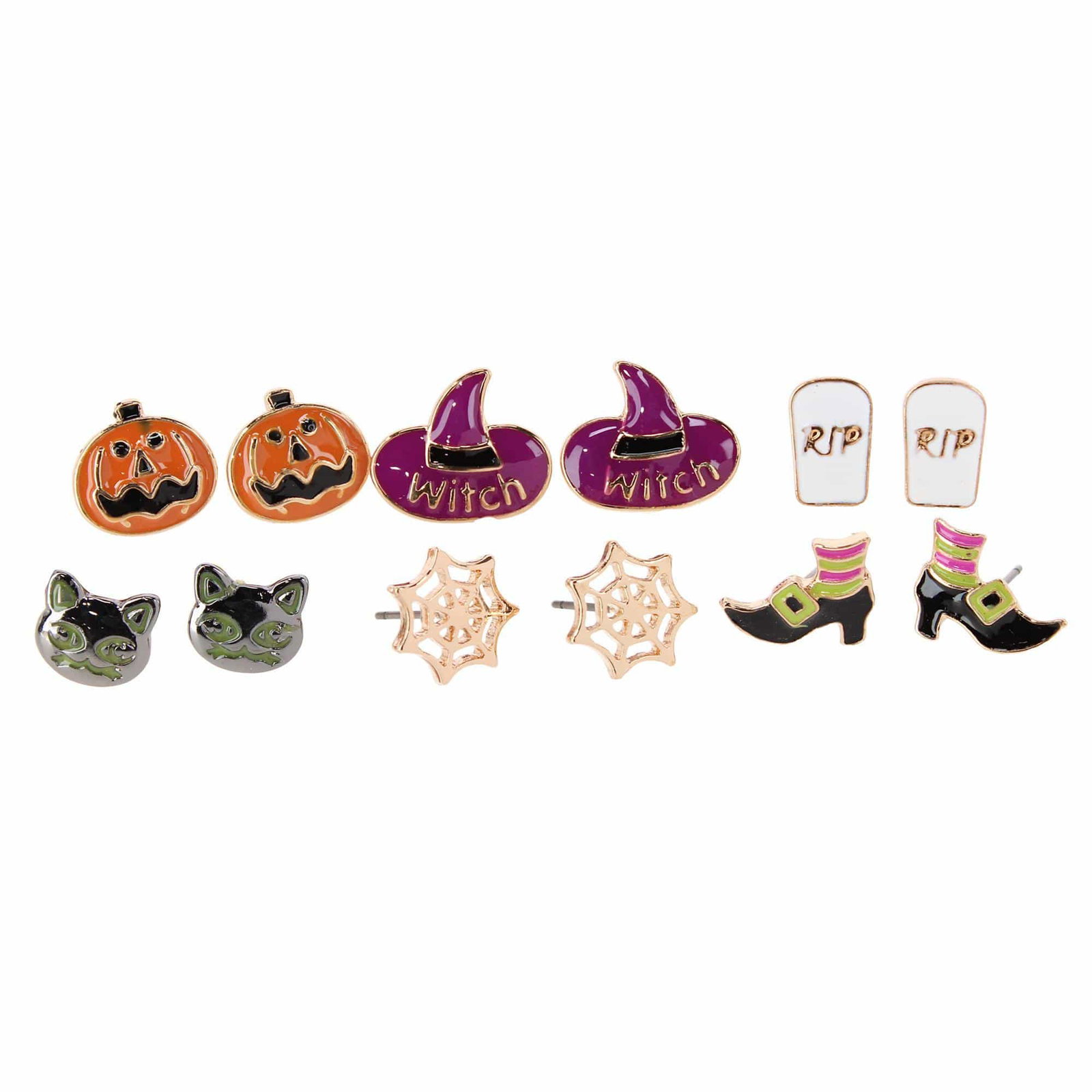 Image of CTM® Women's 6-Pair Halloween Stud Earring Set with Post Backs