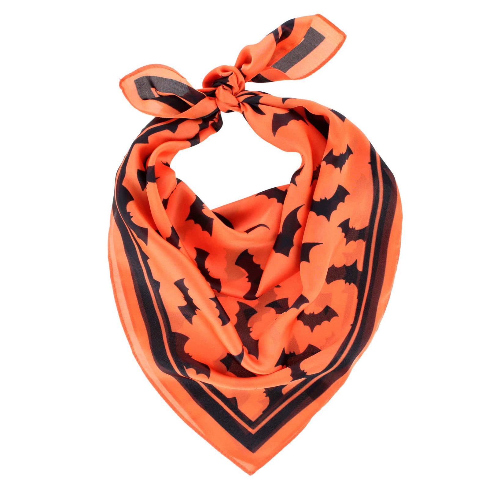 Image of CTM® Women's Halloween Bat Pattern Silky Square Scarf