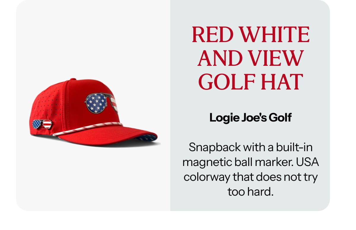 RED WHITE AND VIEW GOLF HAT