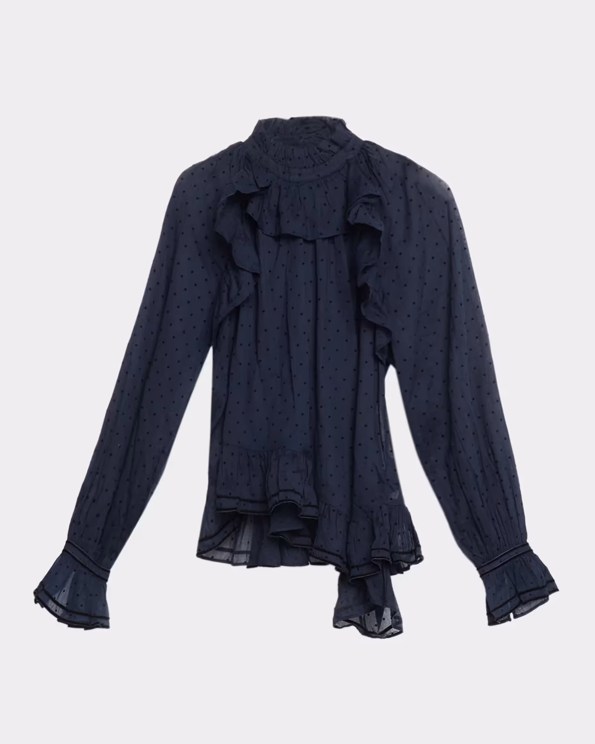 Marcella Long-Sleeve Asymmetric Cotton Blouse