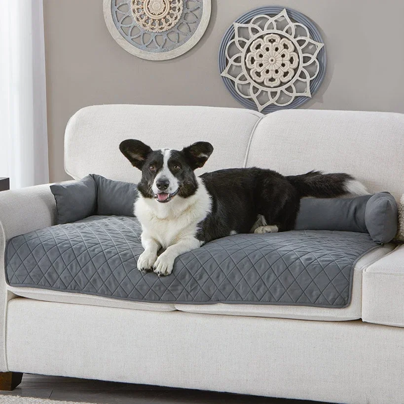 Image of Quilted Pet Bed with Headrest