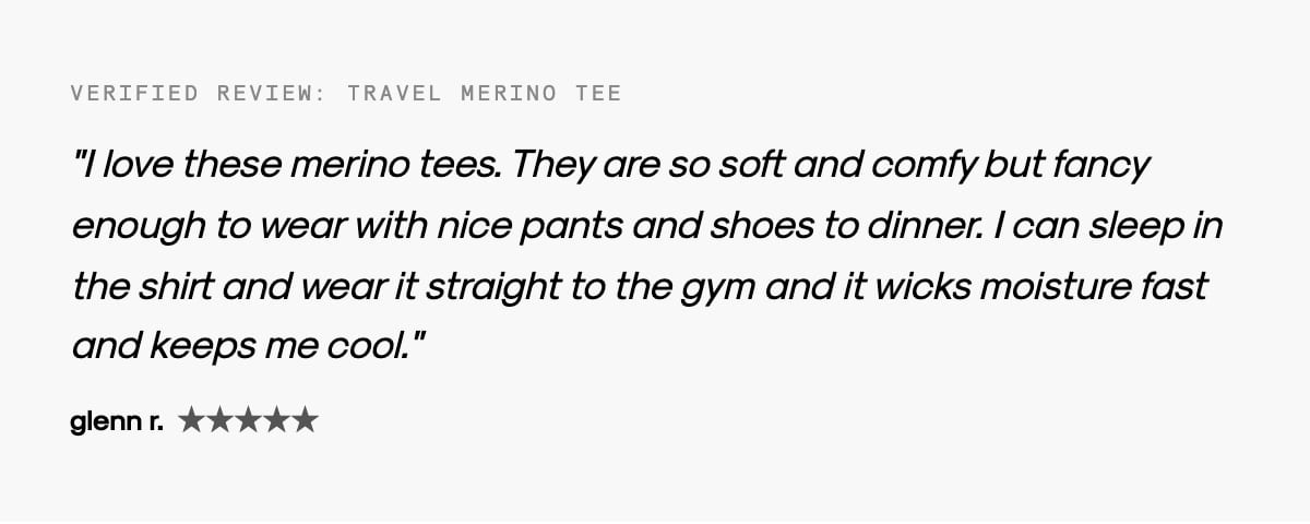 Customer review for Travel Merino Tee