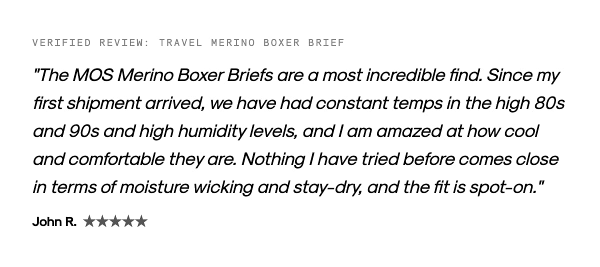 Customer review for Travel Merino Boxer Brief