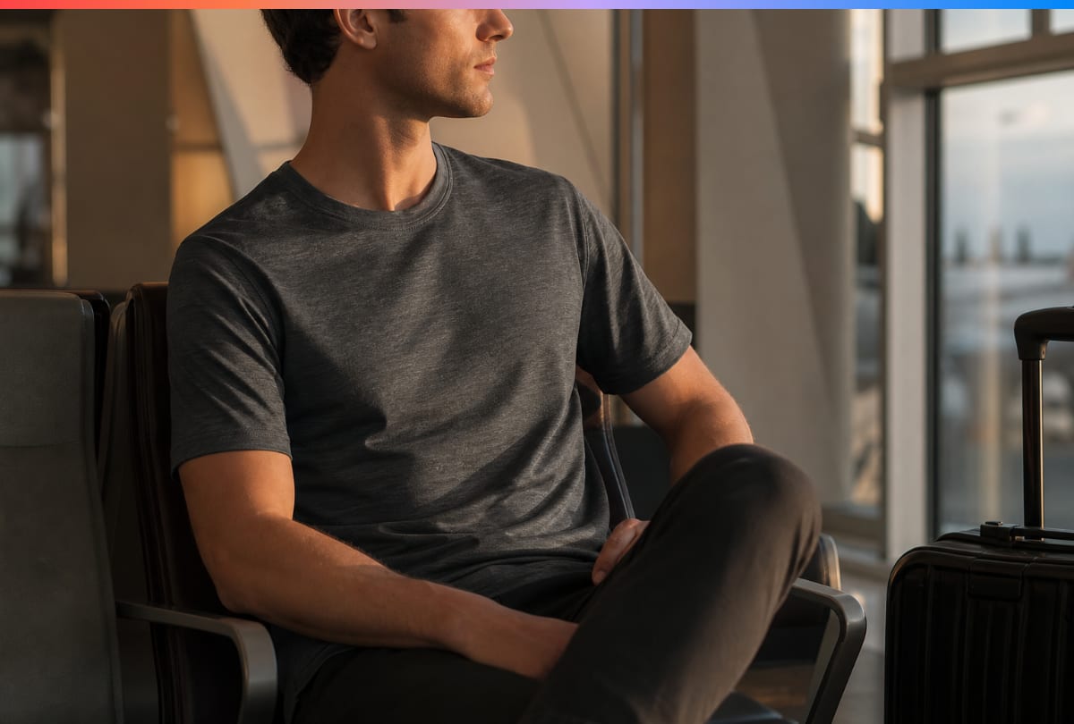 Travel Merino Slate colorway lifestyle hero