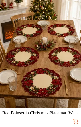 Red Poinsettia Christmas Placemat...