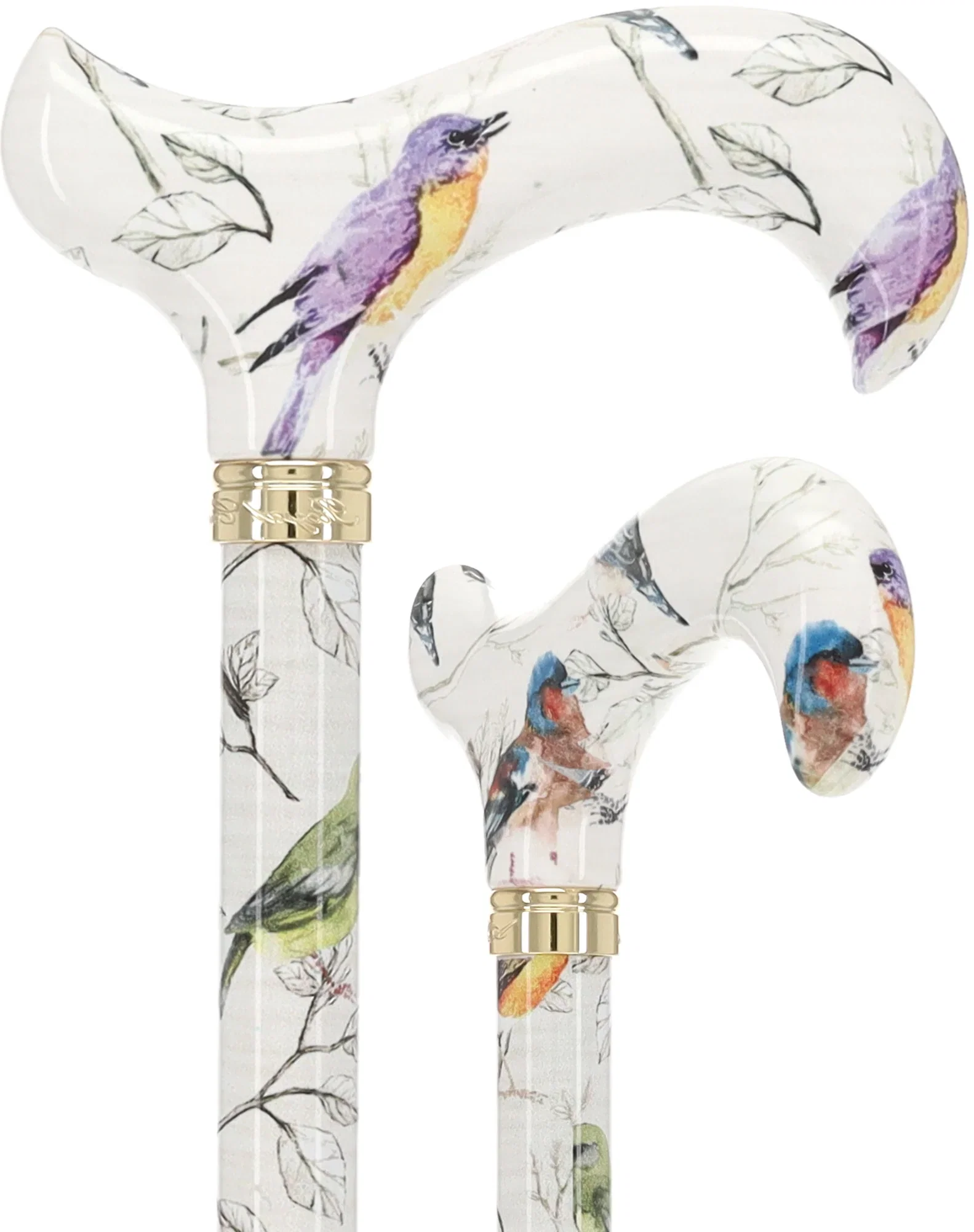 Image of Watercolor Bird: Designer Derby Cane with Patterned Handle