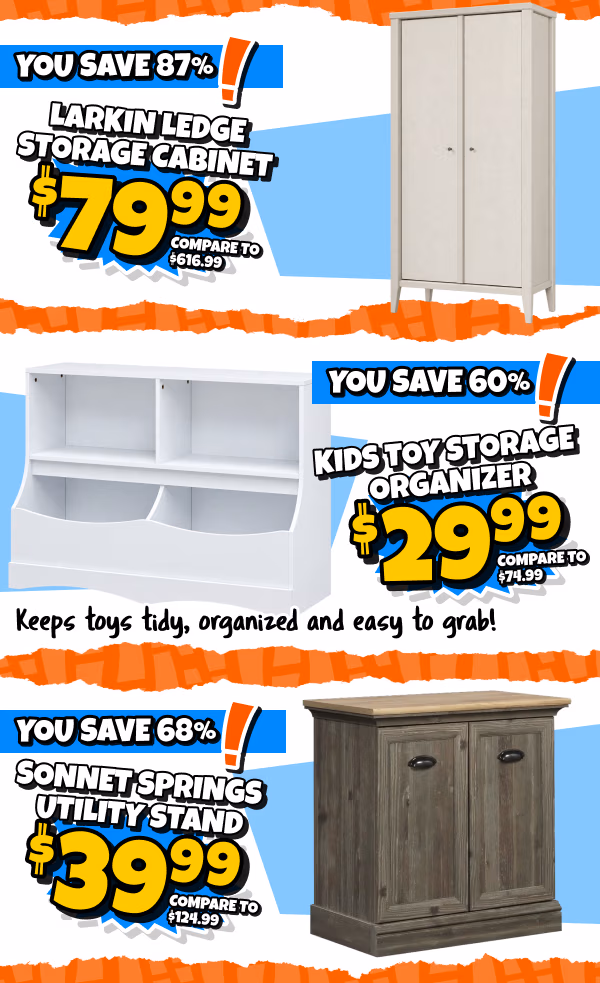 Cabinet, kids toy storage, and utility stand