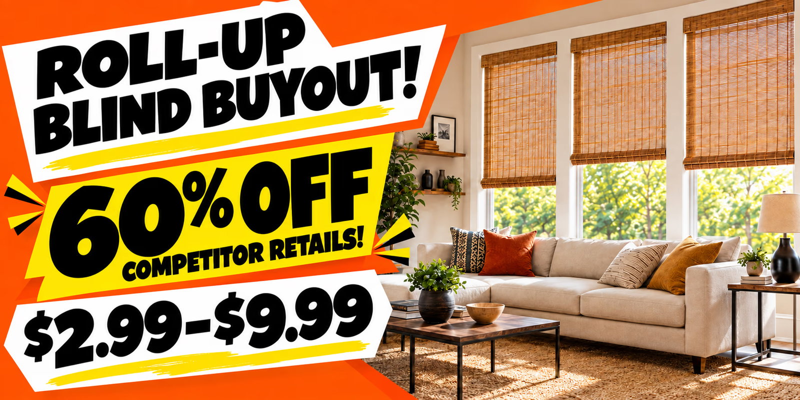Rollup blinds buyout, prices range from $2.99 - $9.99