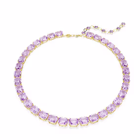 Millenia necklace, Octagon cut, Purple, 18K gold finish