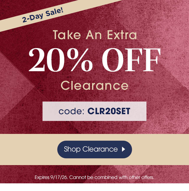 Shop Clearance and Save an Extra 20%