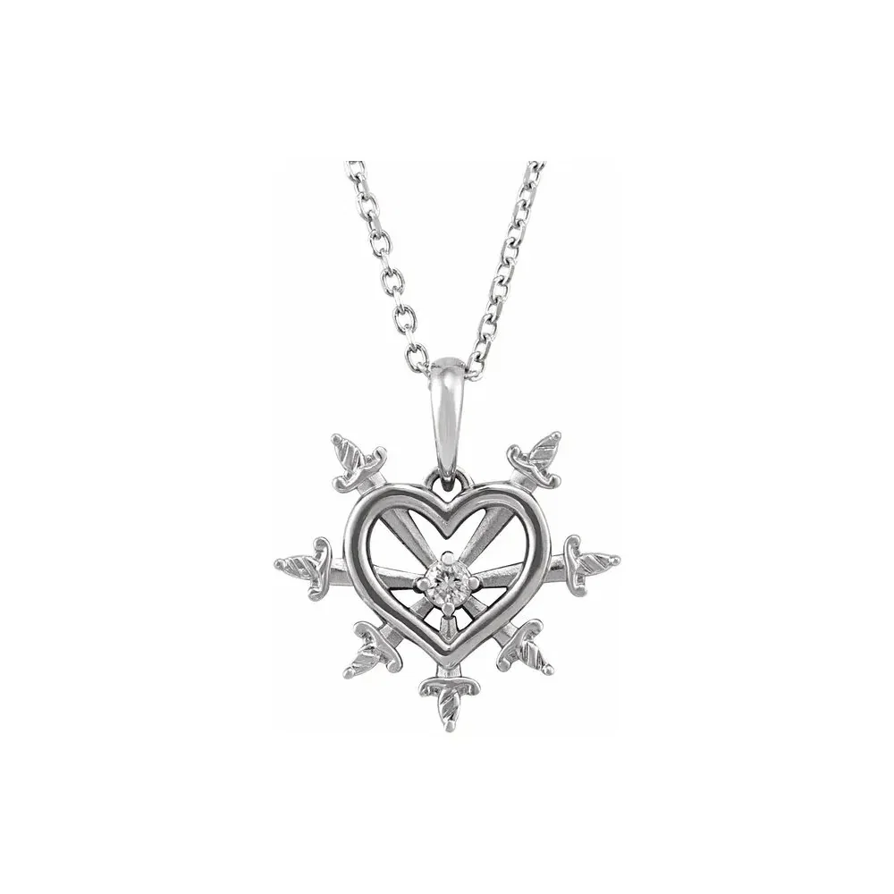Natural Diamond Our Lady of Sorrows with 7 Swords Necklace - 18