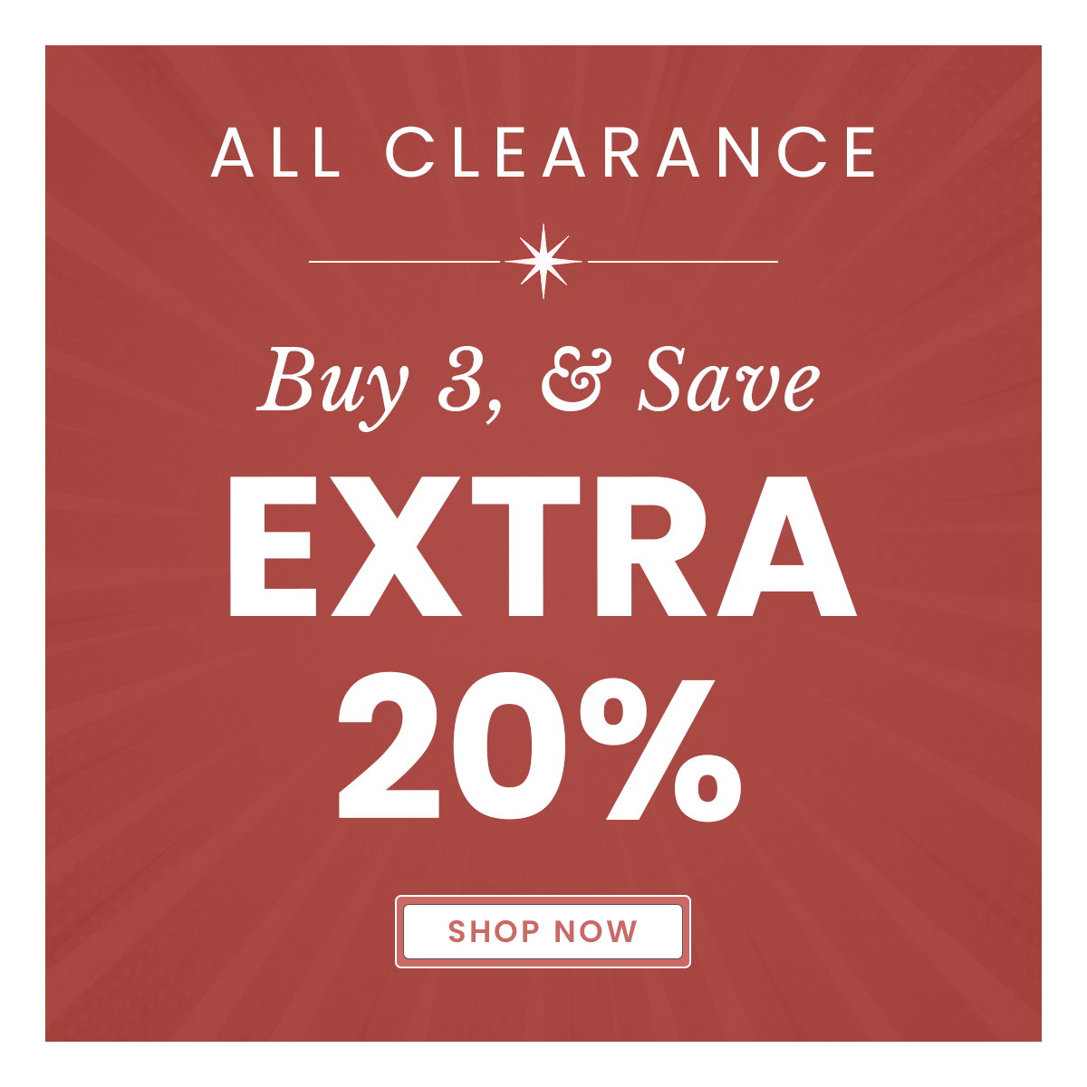 All clearance buy 3 & save extra 20% off