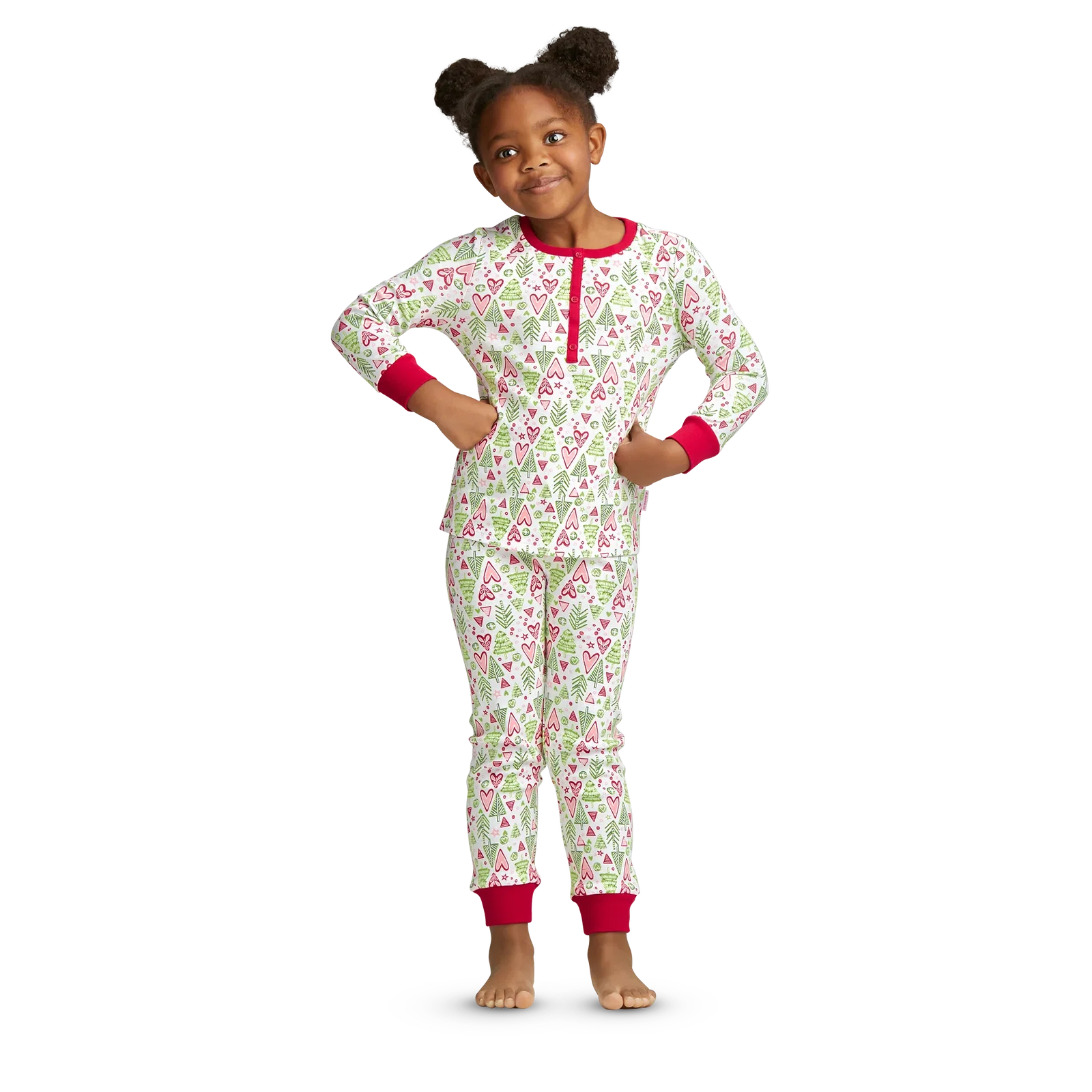 Image of Hearts & Pines Holiday PJs for Little Girls