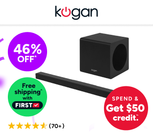 Kogan 2.1 Channel 225W Dolby Slim Soundbar with Wireless Subwoofer Product Image