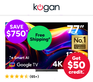 Kogan Signature 77" OLED 4K 120Hz Smart AI Google TV Product Image