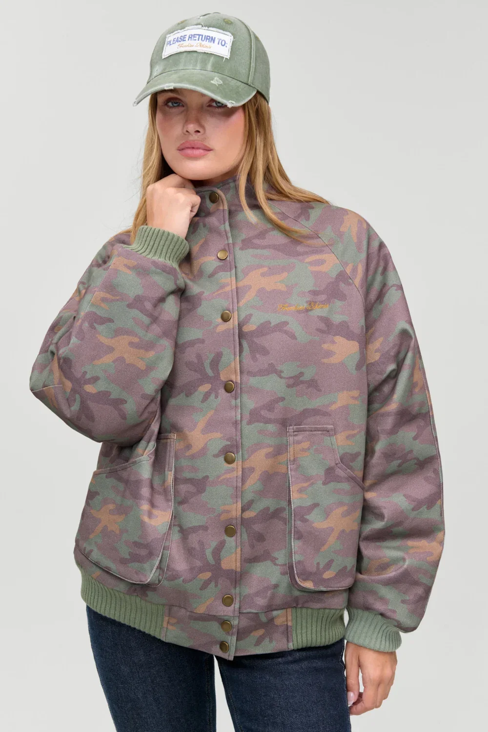 Image of Parker Oversized Bomber Jacket - Classic Camo