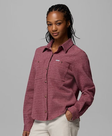 Woman in a burgundy button down