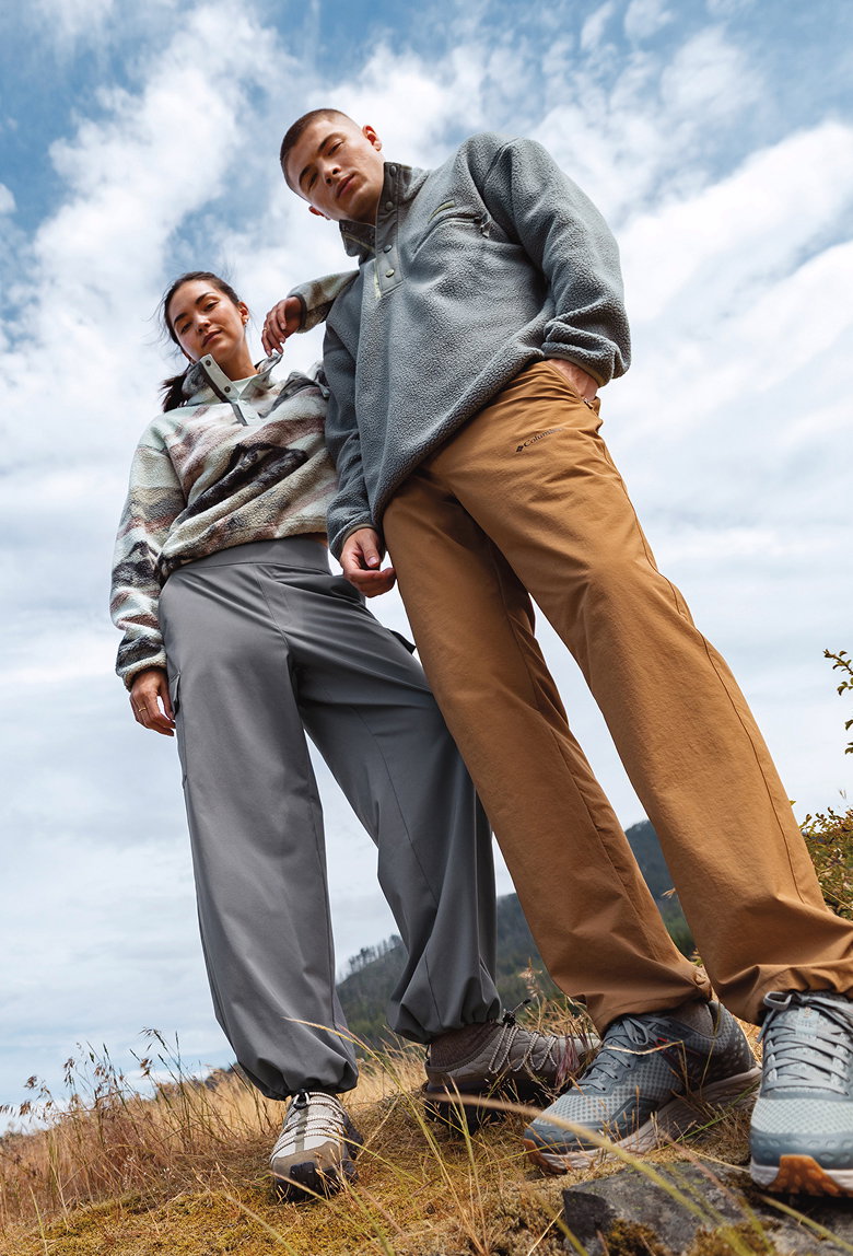 Man and woman standing in Columbia clothes