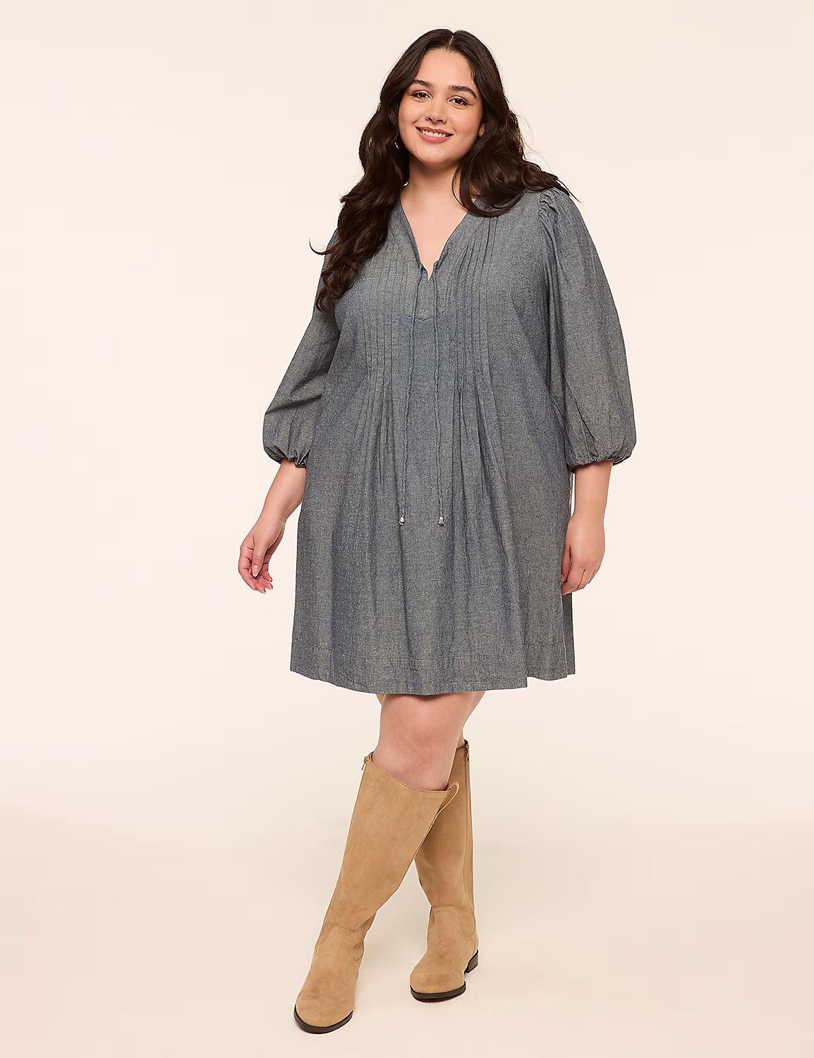 Chambray Pintuck Dress