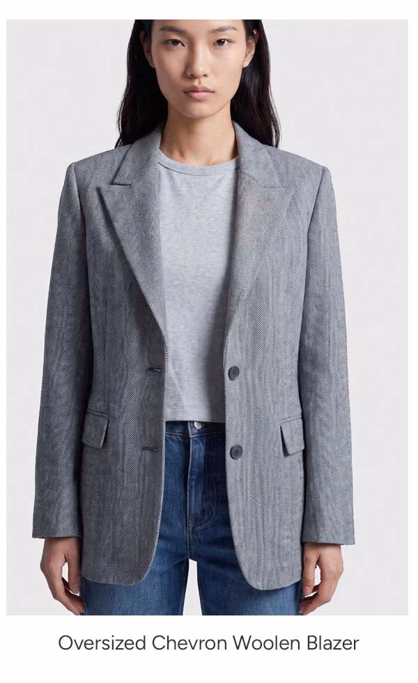 Oversized Chevron Woolen Blazer