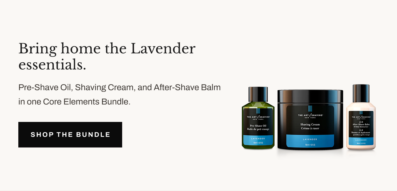 Product image of Lavender Core Elements Bundle with “Shop the Bundle” button.