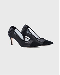 Black Pump With Mesh Body & Removable Flower