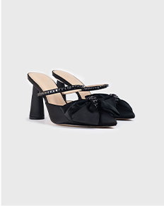 Open Back Heel With Bow and Crystal Details