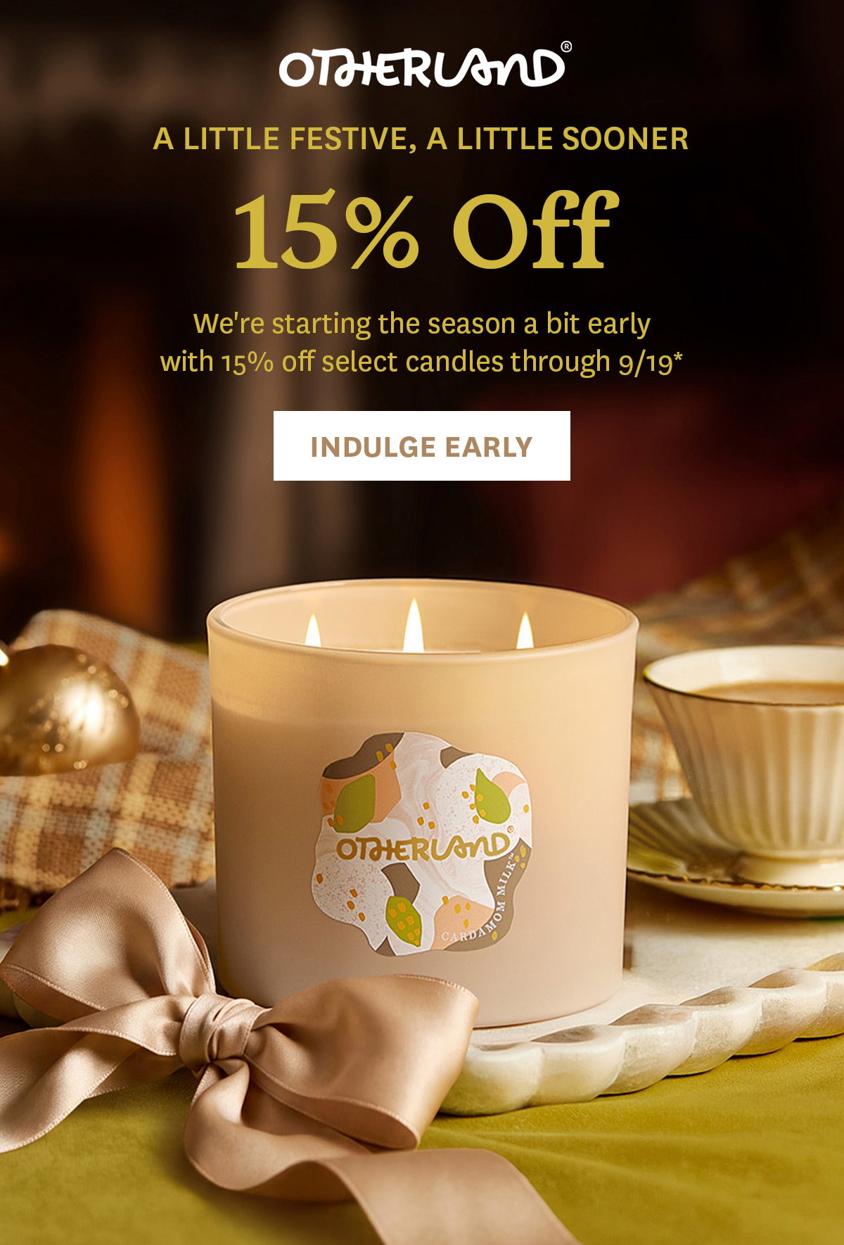 100 Days Until Christmas. Enjoy 15% Off Select Candles.