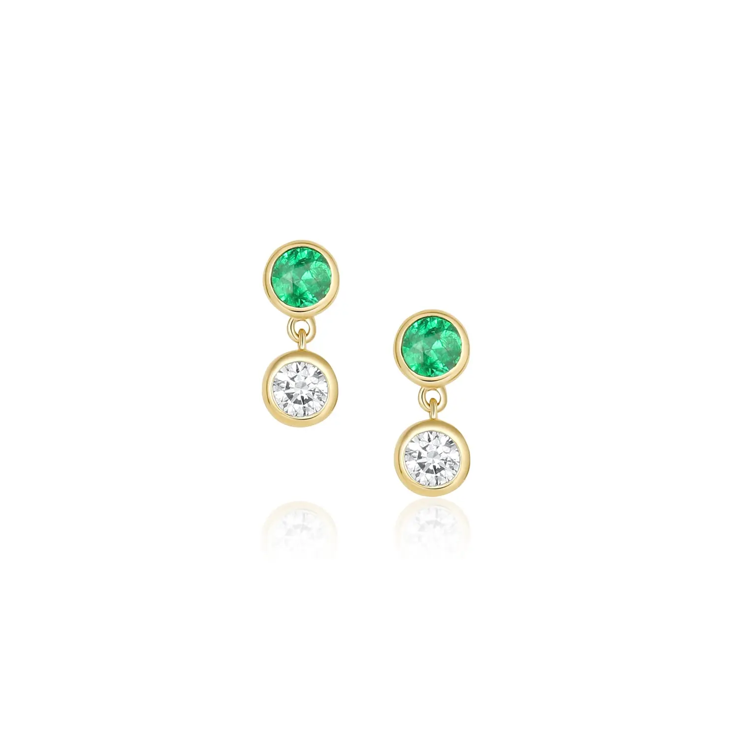 Image of Emerald and Diamond Bezel Drop Studs