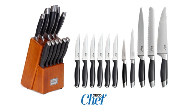 Gourmet 12 Piece Stainless Steel Knife Set with Storage Block