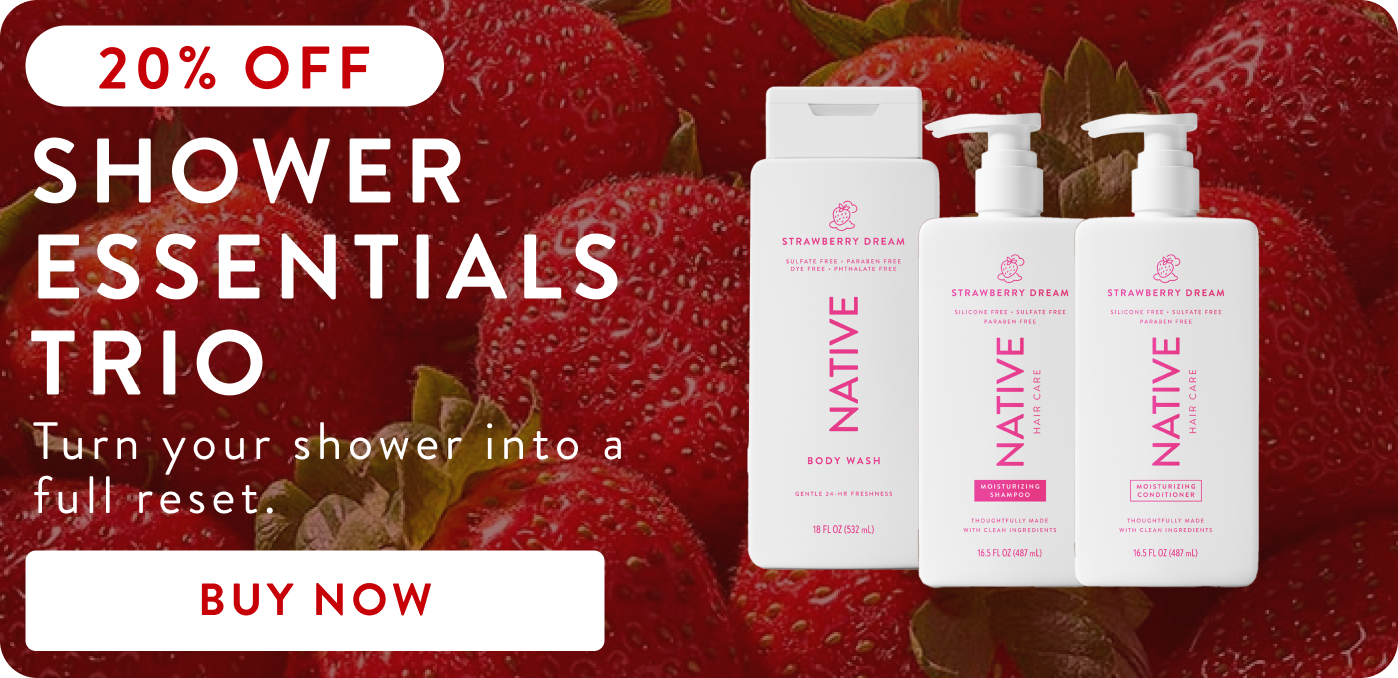 20% off. Shower Essentials trio. Turn your shower into a full reset. Buy now