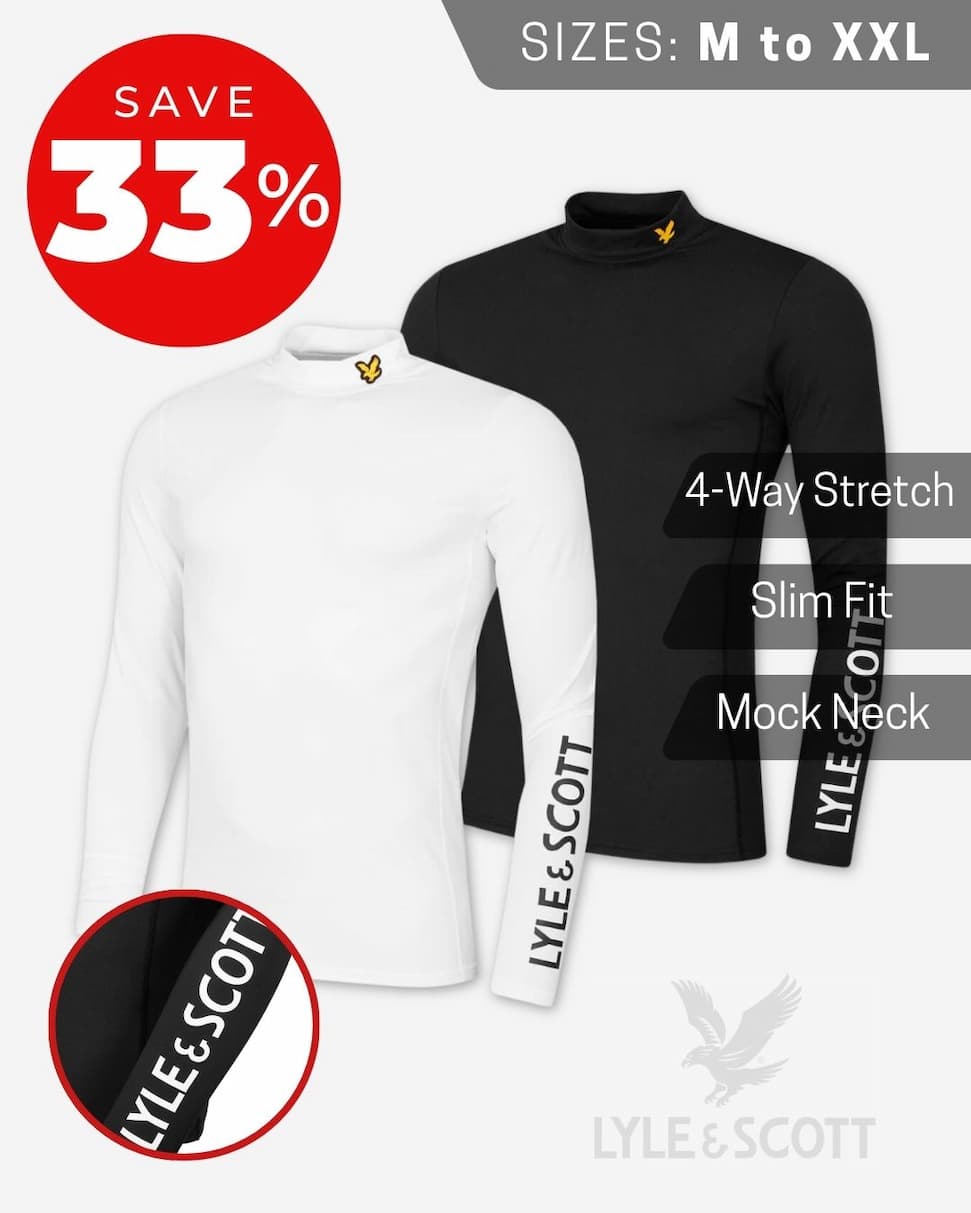 Lyle & Scott Mens Tech Mock Neck 4-Way Stretch Golf Baselayer