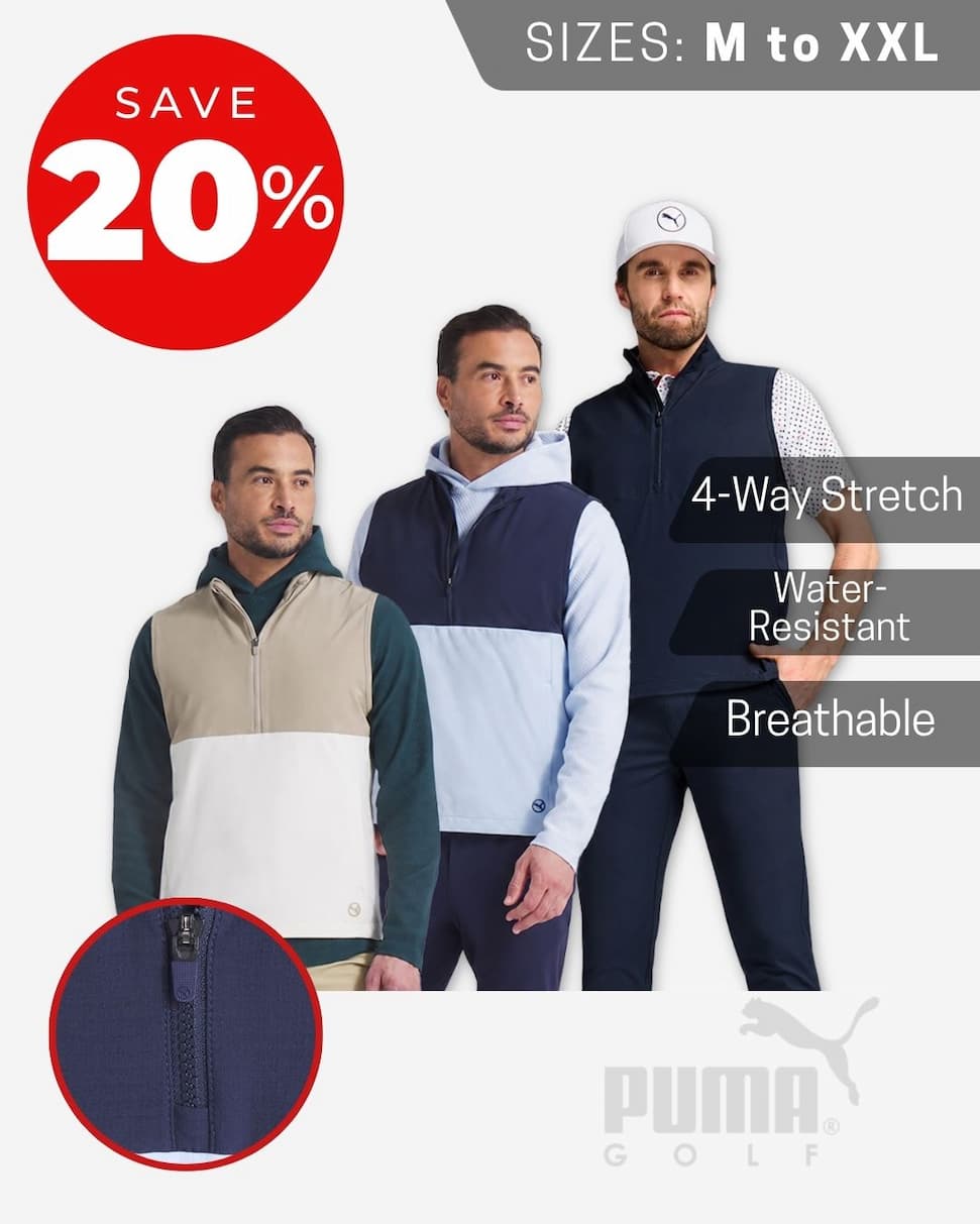 Puma Golf Mens Ripguard 4 Way Stretch Water Resistant Ripstop Golf Vest