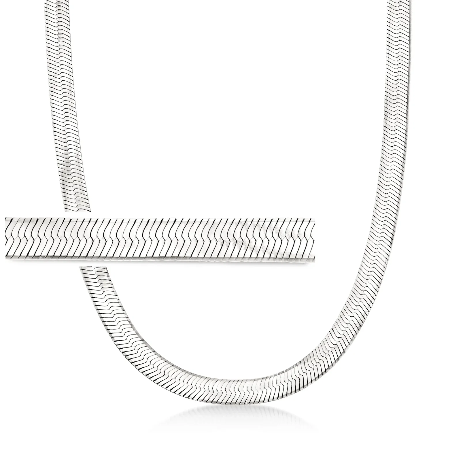 Image of Italian 8mm Sterling Silver Herringbone Necklace