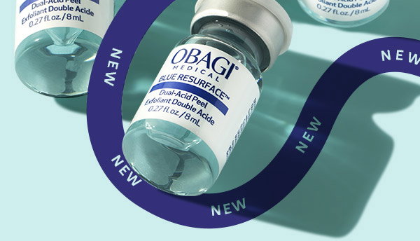 Bottles of New Obagi Blue Resurface Dual-Acid Peel